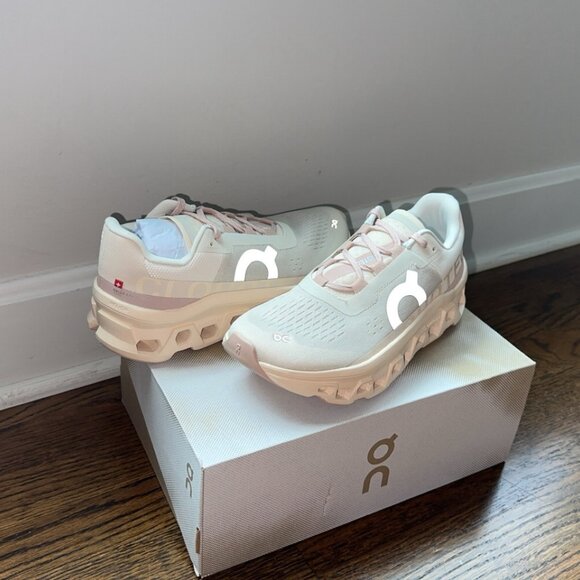 On Cloud “Cloudmonster” Women’s Running Shoe – Moon / Fawn – Size 7.5 - NEW - Picture 9 of 12